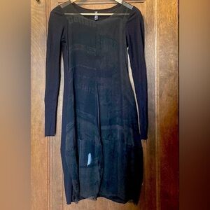 Rundholz Black Label Midi Balloon Dress Silk Patterned Front Panel Cotton Wool